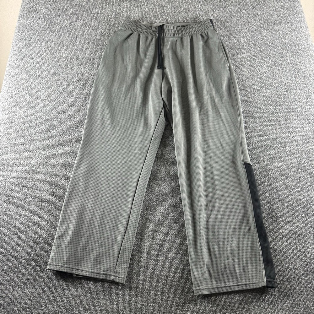 Under Armour Track Pants Mens L Gray Mesh Elastic Waist Pockets Side Stripe